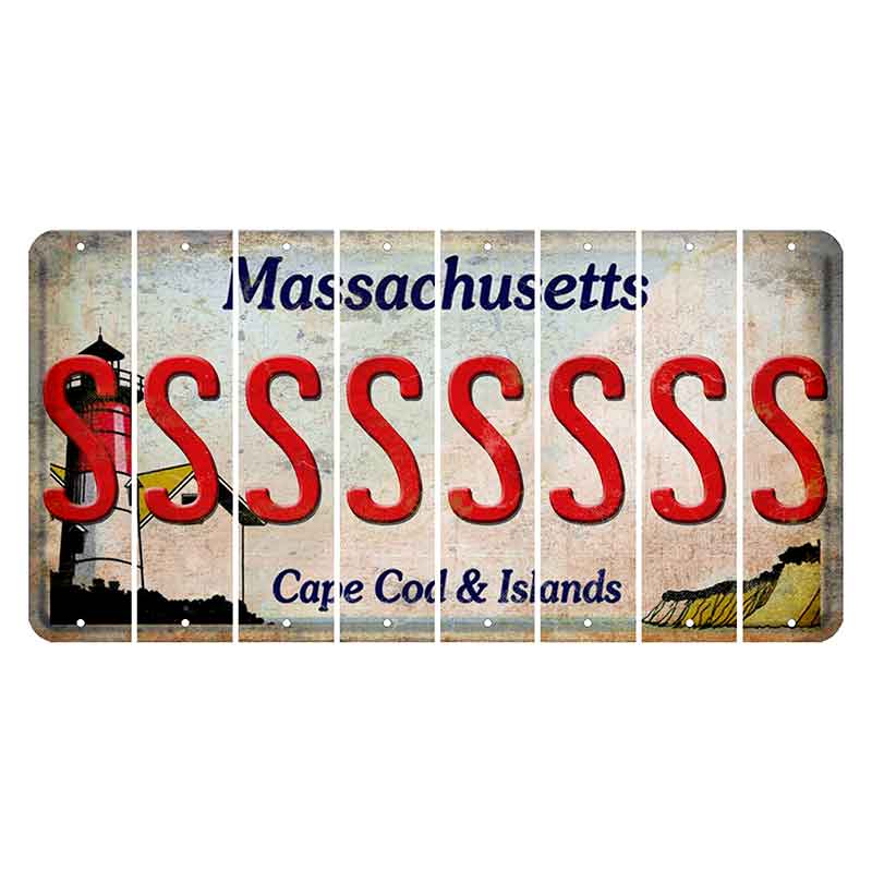 Massachusetts Cape Cod Cut License Plate Strips (Set of 8) S