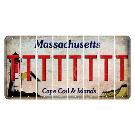 Massachusetts Cape Cod Cut License Plate Strips (Set of 8) T