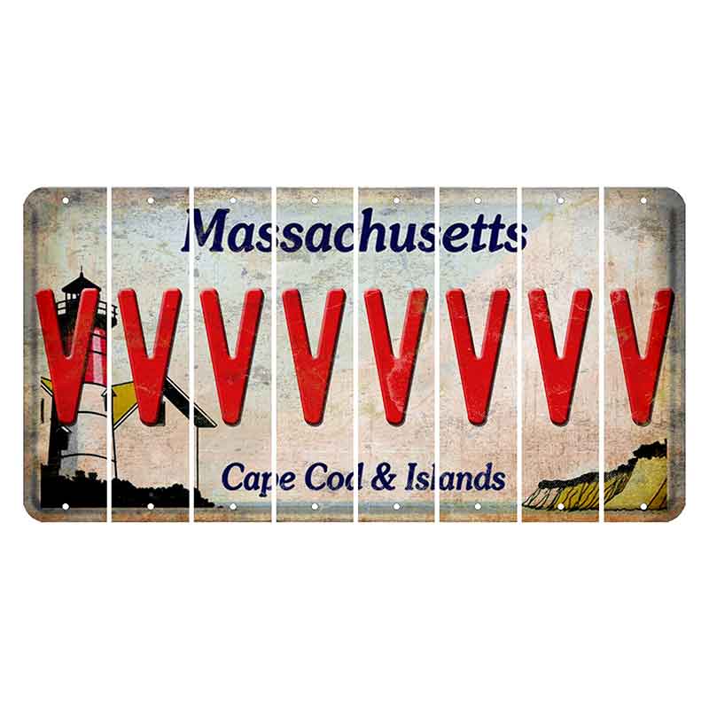 Massachusetts Cape Cod Cut License Plate Strips (Set of 8) V