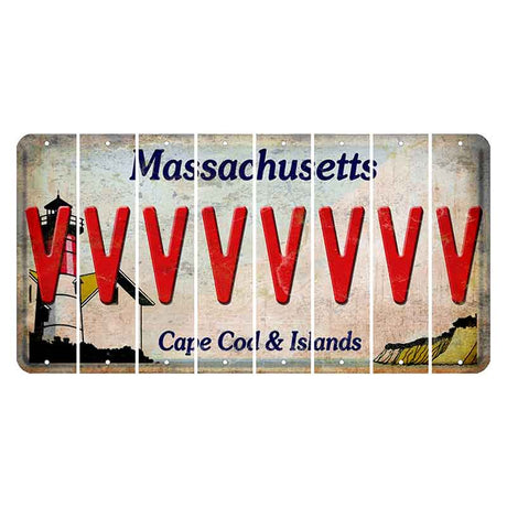 Massachusetts Cape Cod Cut License Plate Strips (Set of 8) V