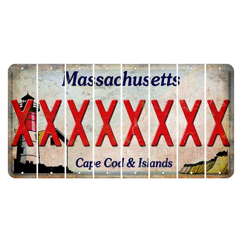 Massachusetts Cape Cod Cut License Plate Strips (Set of 8) X