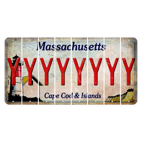 Massachusetts Cape Cod Cut License Plate Strips (Set of 8) Y