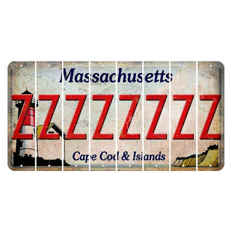 Massachusetts Cape Cod Cut License Plate Strips (Set of 8) Z