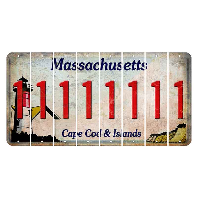 Massachusetts Cape Cod Cut License Plate Strips (Set of 8) 1