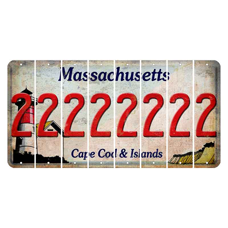 Massachusetts Cape Cod Cut License Plate Strips (Set of 8) 2