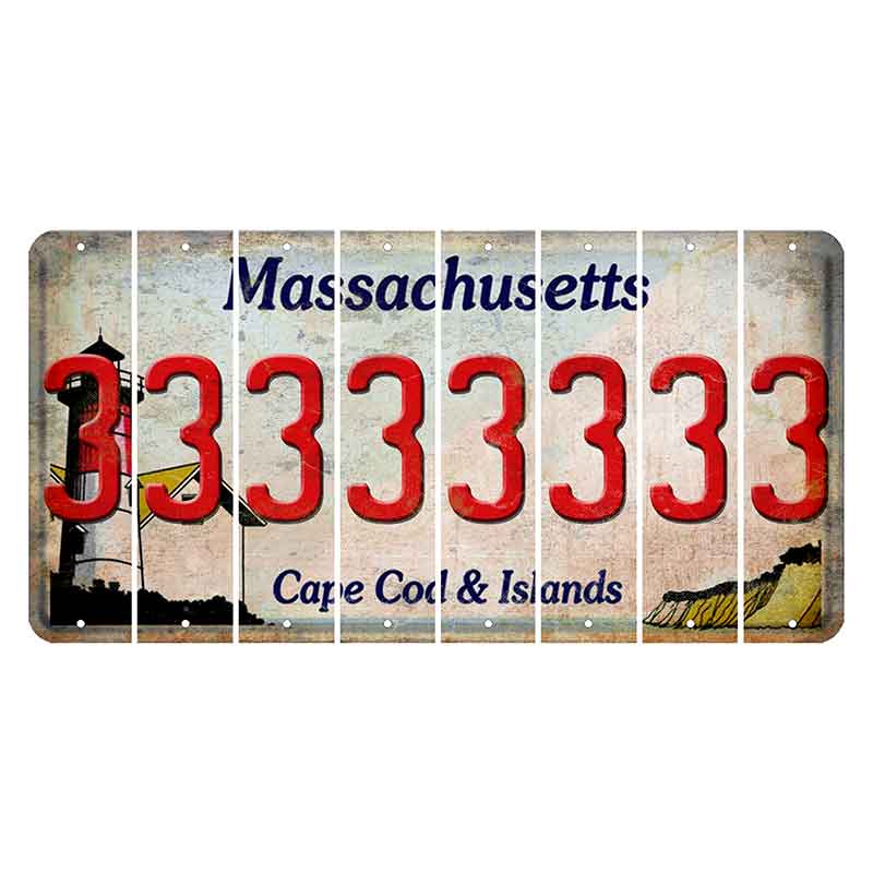 Massachusetts Cape Cod Cut License Plate Strips (Set of 8) 3