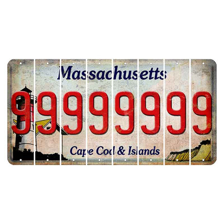 Massachusetts Cape Cod Cut License Plate Strips (Set of 8) 9