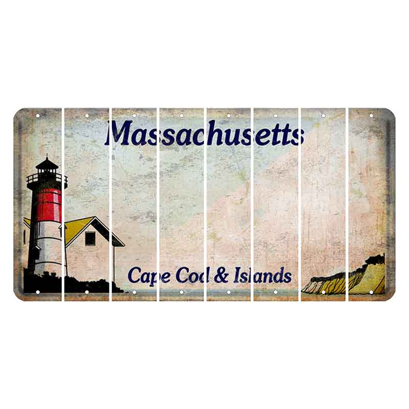 Massachusetts Cape Cod Cut License Plate Strips (Set of 8) Blank