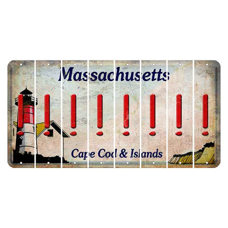 Massachusetts Cape Cod Cut License Plate Strips (Set of 8) Exclamation Point