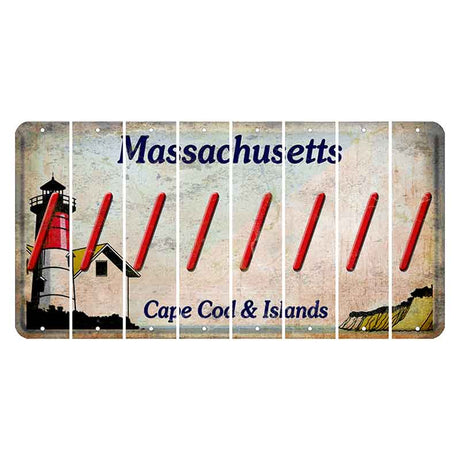 Massachusetts Cape Cod Cut License Plate Strips (Set of 8) Forward Slash