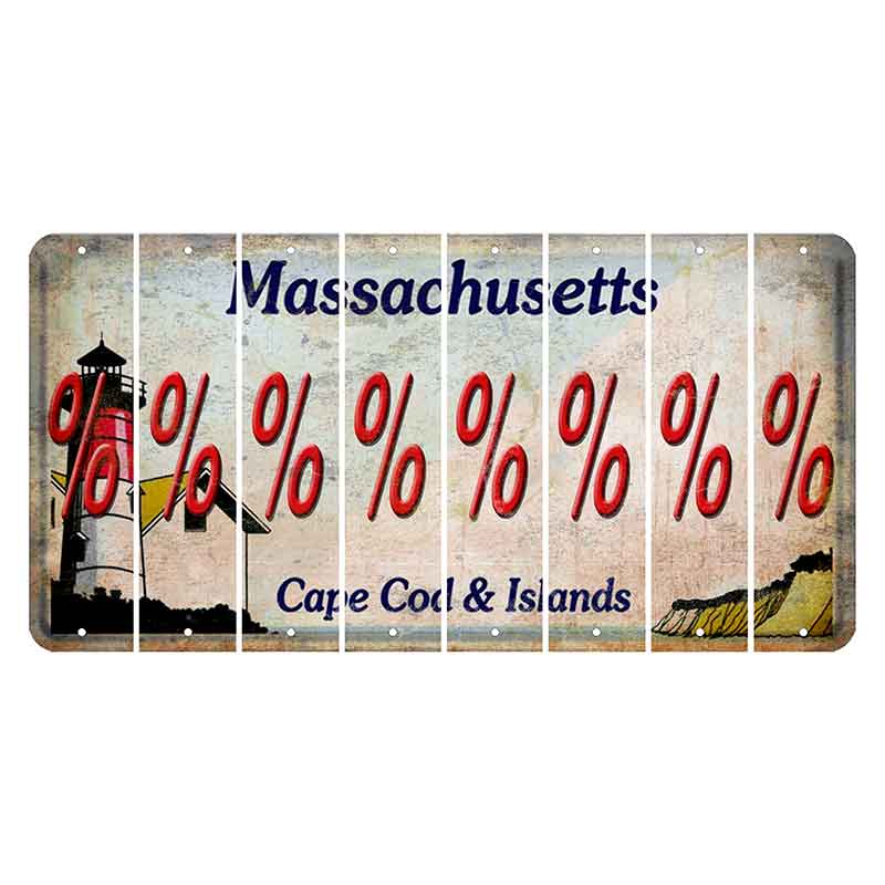 Massachusetts Cape Cod Cut License Plate Strips (Set of 8) Percent Sign