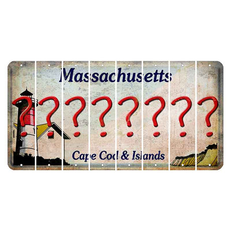 Massachusetts Cape Cod Cut License Plate Strips (Set of 8) Question Mark