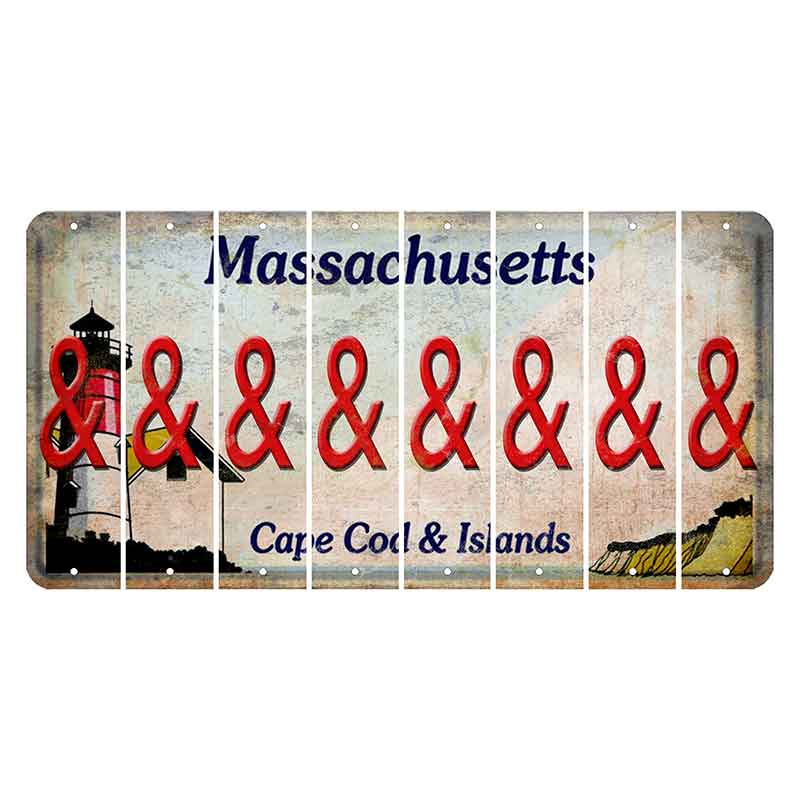 Massachusetts Cape Cod Cut License Plate Strips (Set of 8) And Sign