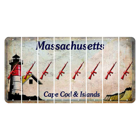 Massachusetts Cape Cod Cut License Plate Strips (Set of 8) Rifle