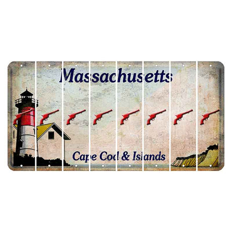 Massachusetts Cape Cod Cut License Plate Strips (Set of 8) Revolver