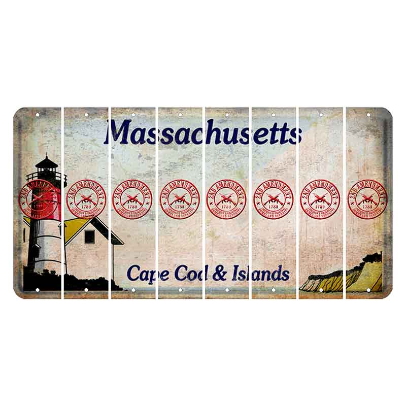 Massachusetts Cape Cod Cut License Plate Strips (Set of 8) 2nd Amendment