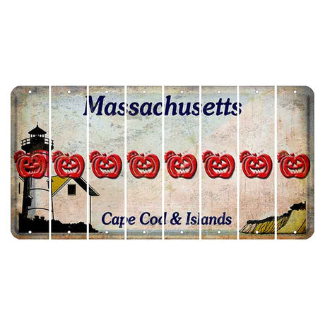 Massachusetts Cape Cod Cut License Plate Strips (Set of 8) Pumpkin