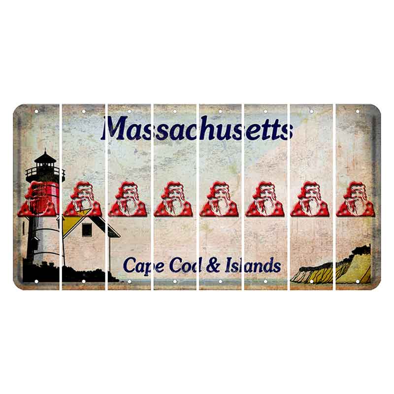 Massachusetts Cape Cod Cut License Plate Strips (Set of 8) Santa Claus