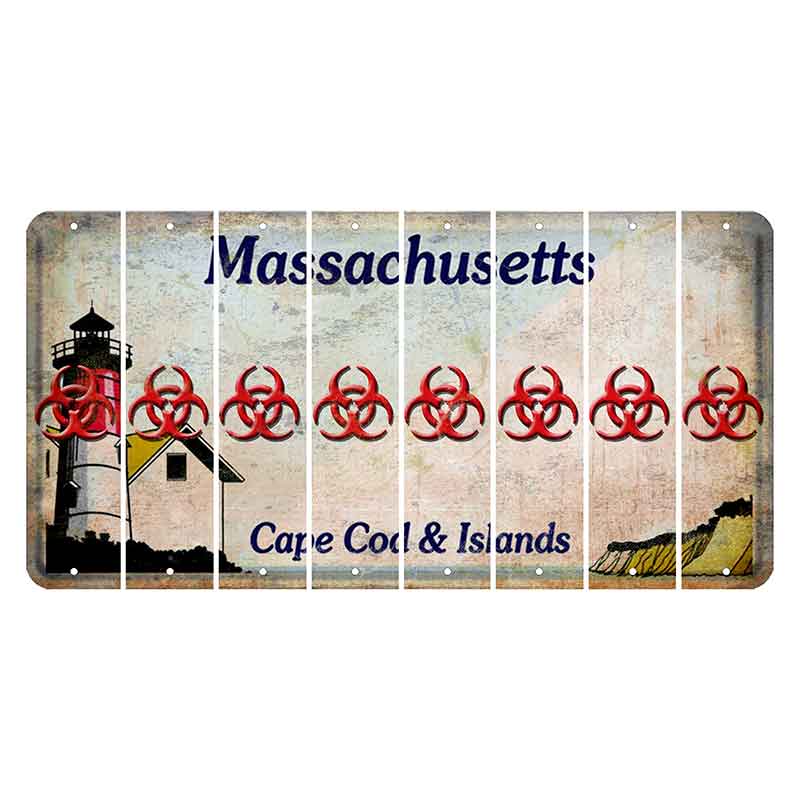 Massachusetts Cape Cod Cut License Plate Strips (Set of 8) Radioactive