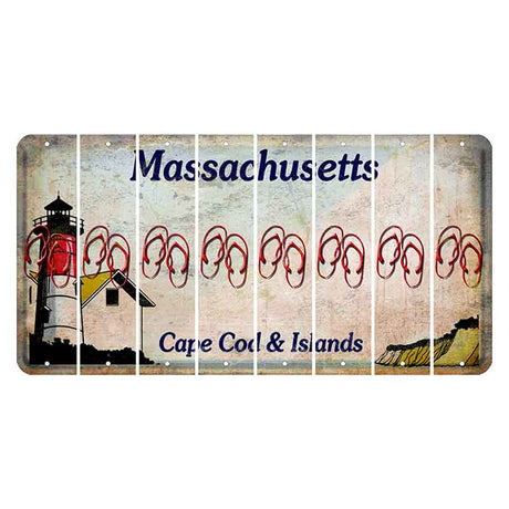 Massachusetts Cape Cod Cut License Plate Strips (Set of 8) Flip Flops