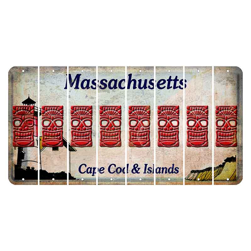 Massachusetts Cape Cod Cut License Plate Strips (Set of 8) Tiki