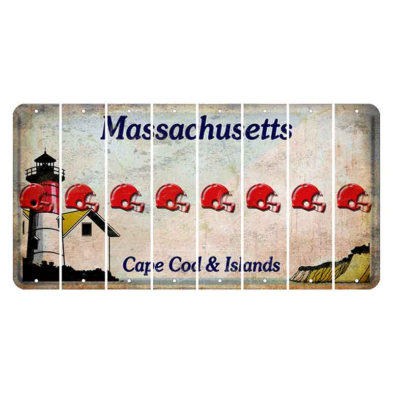 Massachusetts Cape Cod Cut License Plate Strips (Set of 8) Football Helmet