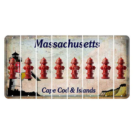 Massachusetts Cape Cod Cut License Plate Strips (Set of 8) Fire Hydrant