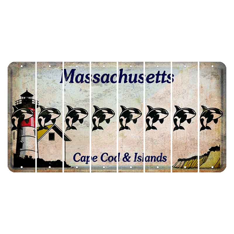 Massachusetts Cape Cod Cut License Plate Strips (Set of 8) Whale