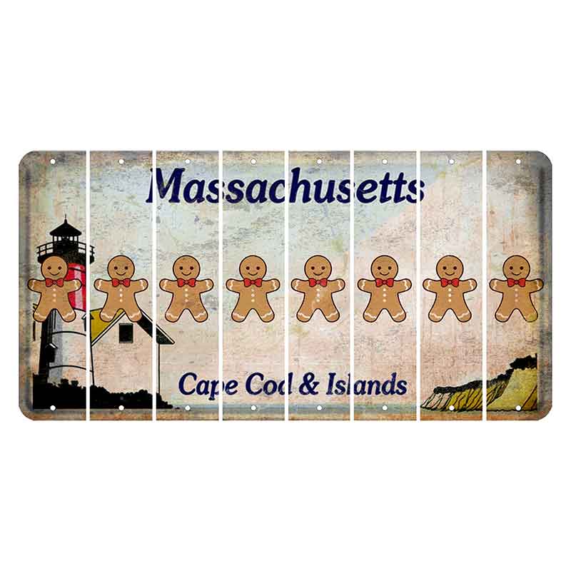 Massachusetts Cape Cod Cut License Plate Strips (Set of 8) Gingerbread Man