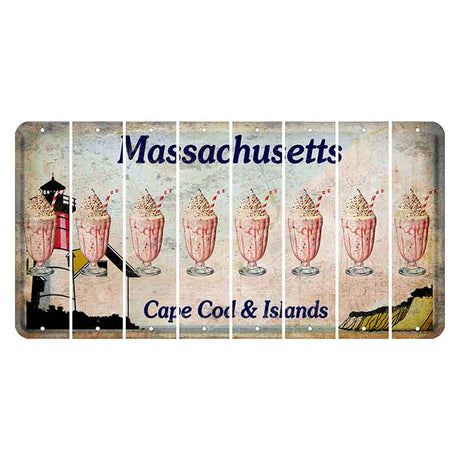 Massachusetts Cape Cod Cut License Plate Strips (Set of 8) Milkshake