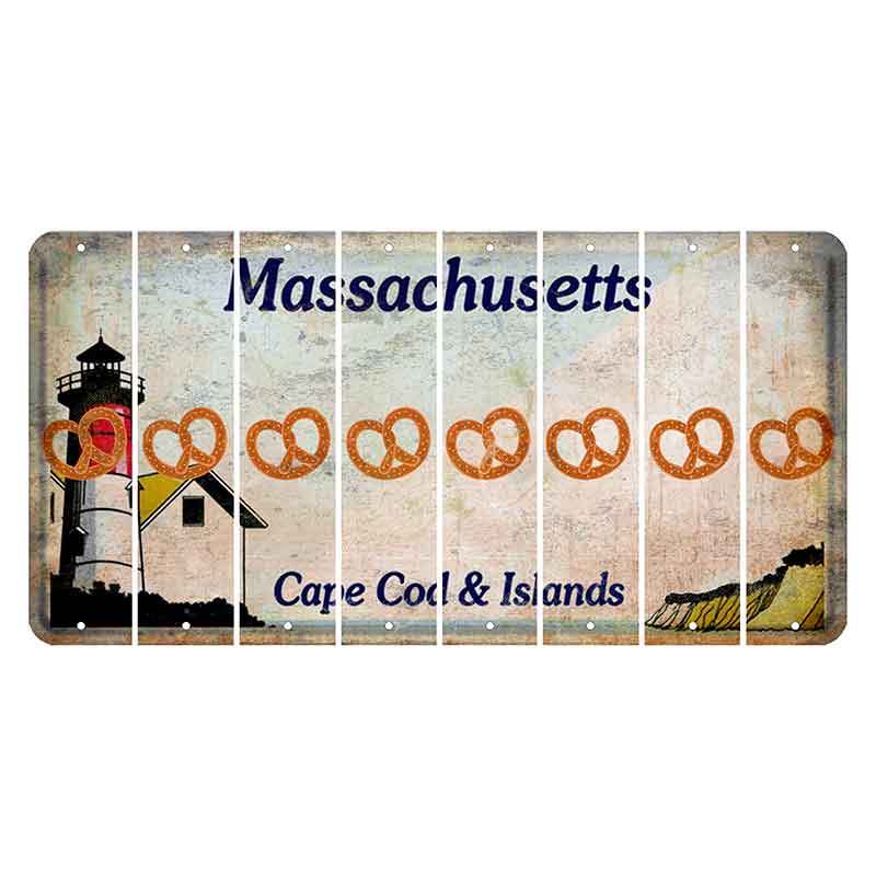 Massachusetts Cape Cod Cut License Plate Strips (Set of 8) Pretzel