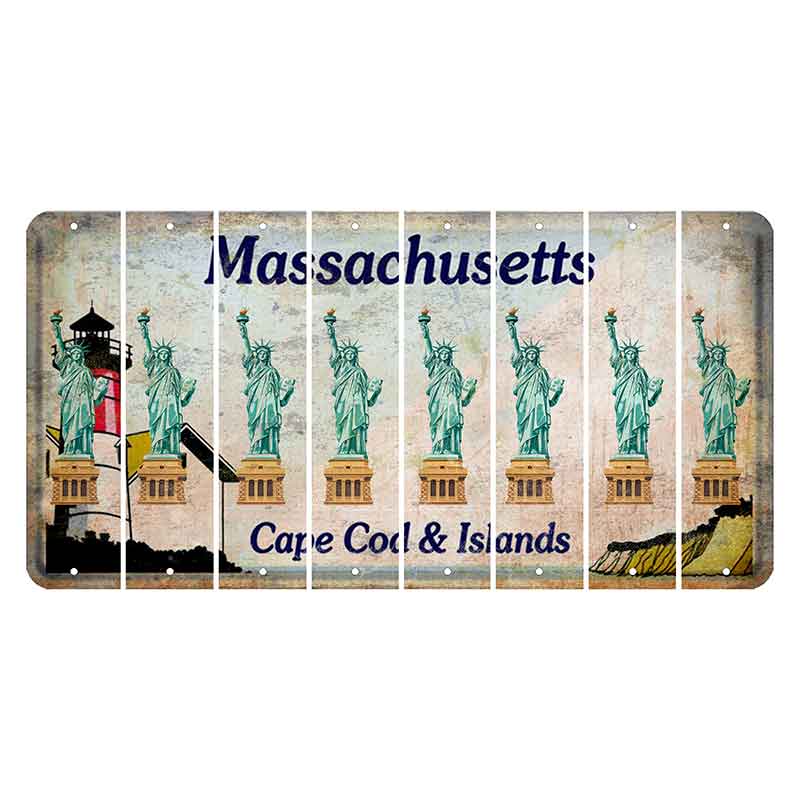 Massachusetts Cape Cod Cut License Plate Strips (Set of 8) Statue of Liberty