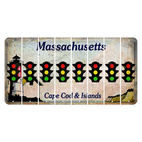 Massachusetts Cape Cod Cut License Plate Strips (Set of 8) Traffic Light