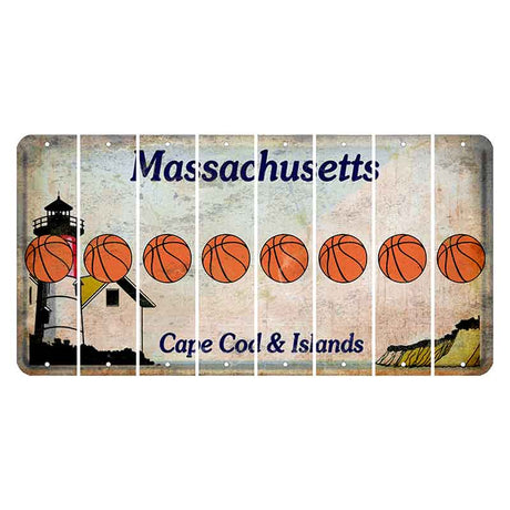 Massachusetts Cape Cod Cut License Plate Strips (Set of 8) Basketball