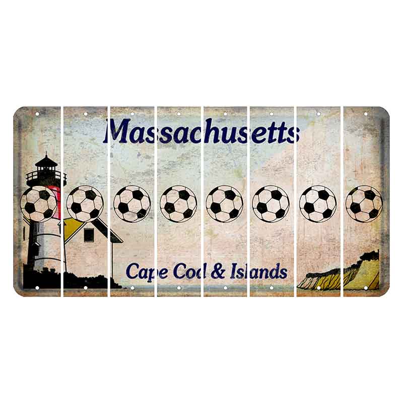 Massachusetts Cape Cod Cut License Plate Strips (Set of 8) Soccerball