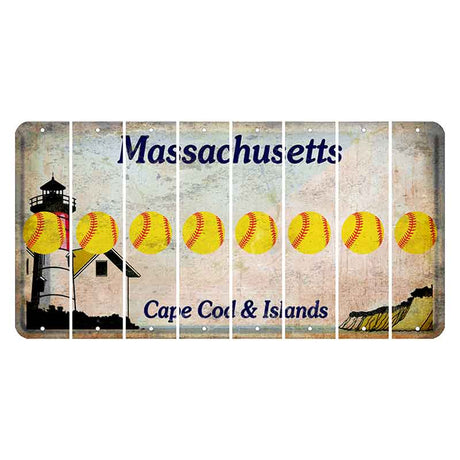 Massachusetts Cape Cod Cut License Plate Strips (Set of 8) Softball