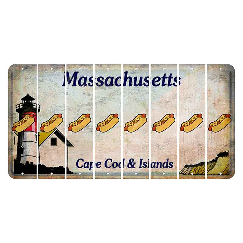 Massachusetts Cape Cod Cut License Plate Strips (Set of 8) Hotdog