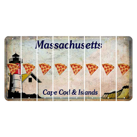 Massachusetts Cape Cod Cut License Plate Strips (Set of 8) Pizza