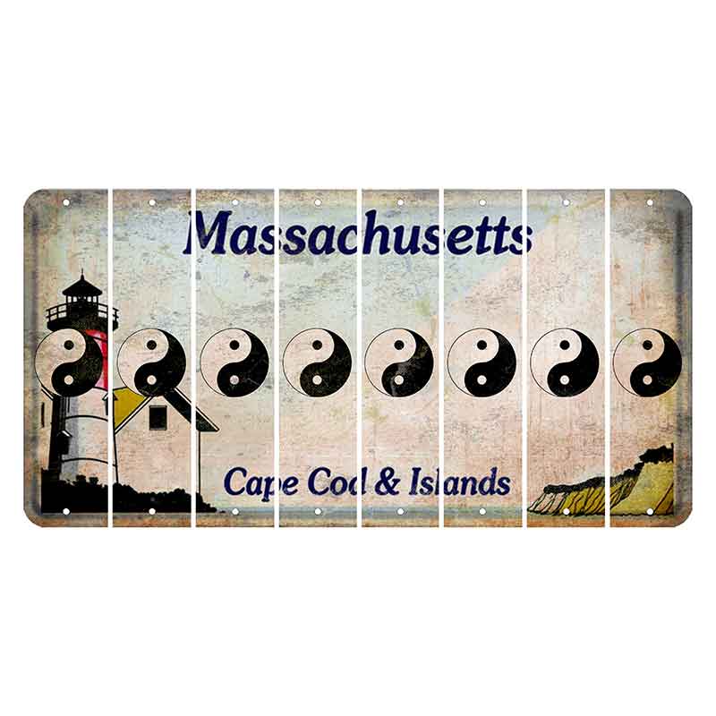 Massachusetts Cape Cod Cut License Plate Strips (Set of 8) Yin Yang