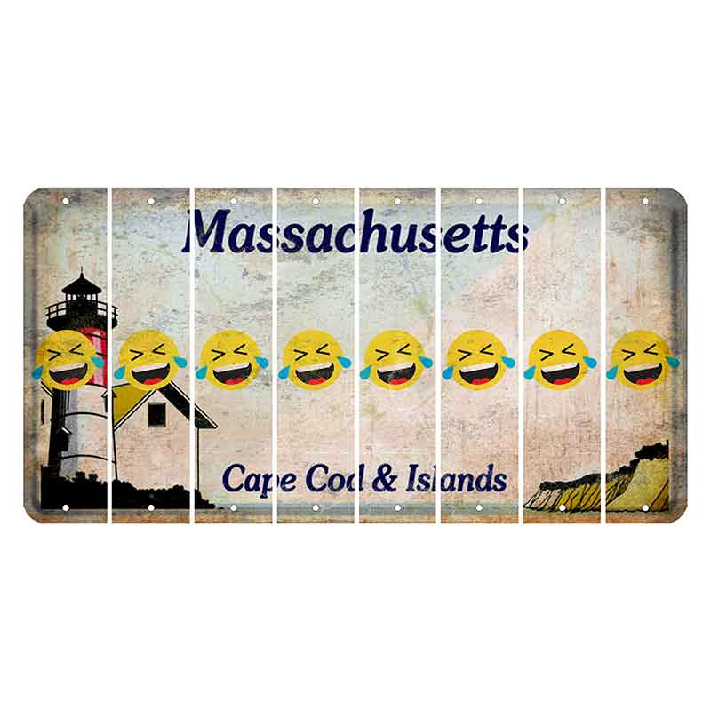 Massachusetts Cape Cod Cut License Plate Strips (Set of 8) Emoji - Laughing