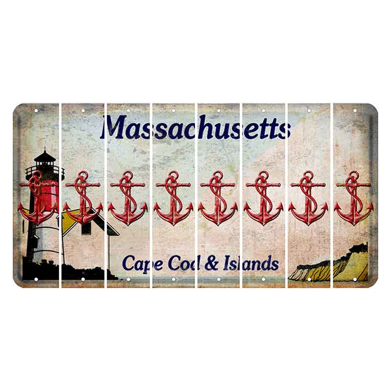 Massachusetts Cape Cod Cut License Plate Strips (Set of 8) Boat Anchor