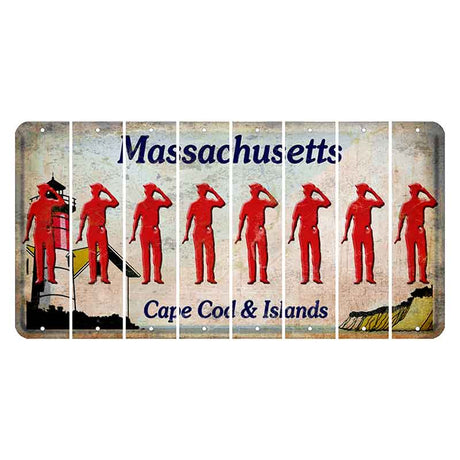 Massachusetts Cape Cod Cut License Plate Strips (Set of 8) Police Officer