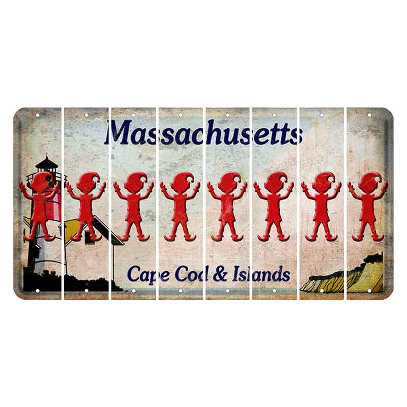 Massachusetts Cape Cod Cut License Plate Strips (Set of 8) Elf