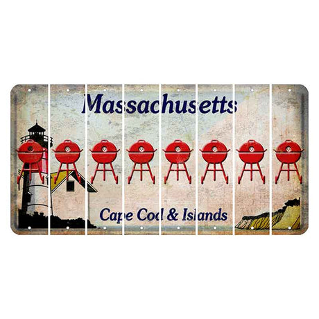 Massachusetts Cape Cod Cut License Plate Strips (Set of 8) Grill