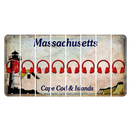 Massachusetts Cape Cod Cut License Plate Strips (Set of 8) Headphones