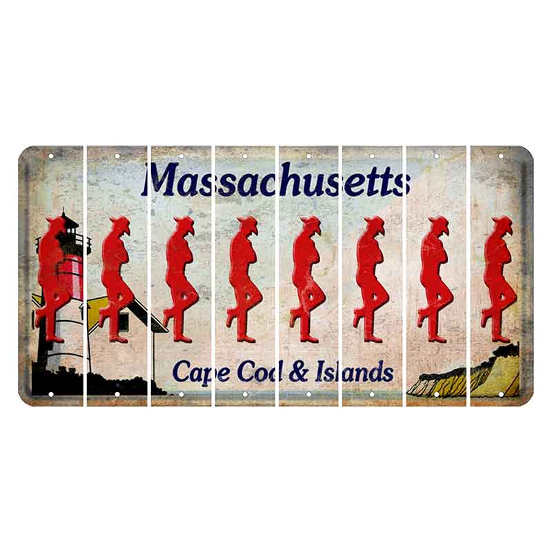 Massachusetts Cape Cod Cut License Plate Strips (Set of 8) Cowboy - Leaning