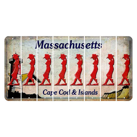 Massachusetts Cape Cod Cut License Plate Strips (Set of 8) Cowgirl - Leaning