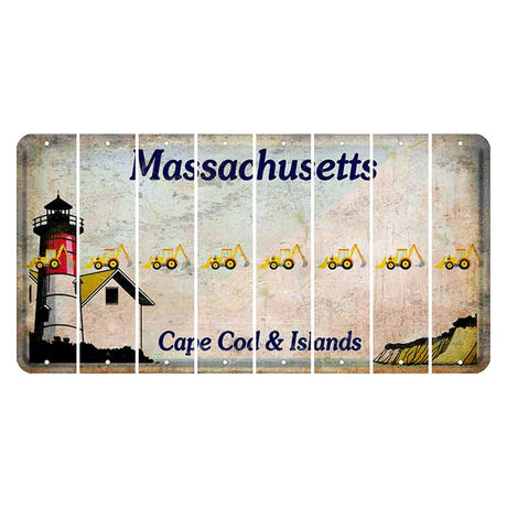 Massachusetts Cape Cod Cut License Plate Strips (Set of 8) Backhoe