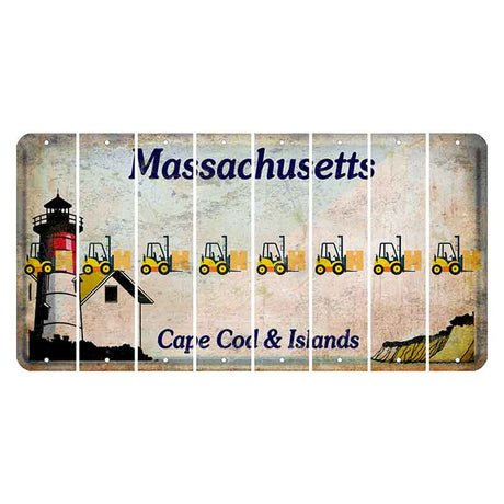 Massachusetts Cape Cod Cut License Plate Strips (Set of 8) Forklift