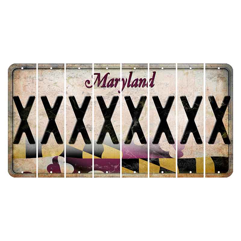 Maryland Flag Cut License Plate Strips (Set of 8) X